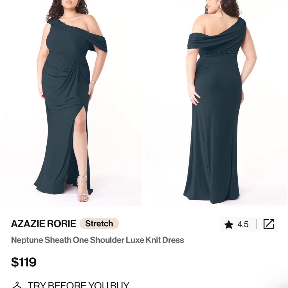 Azazie One Shoulder Dress in Dark Blue